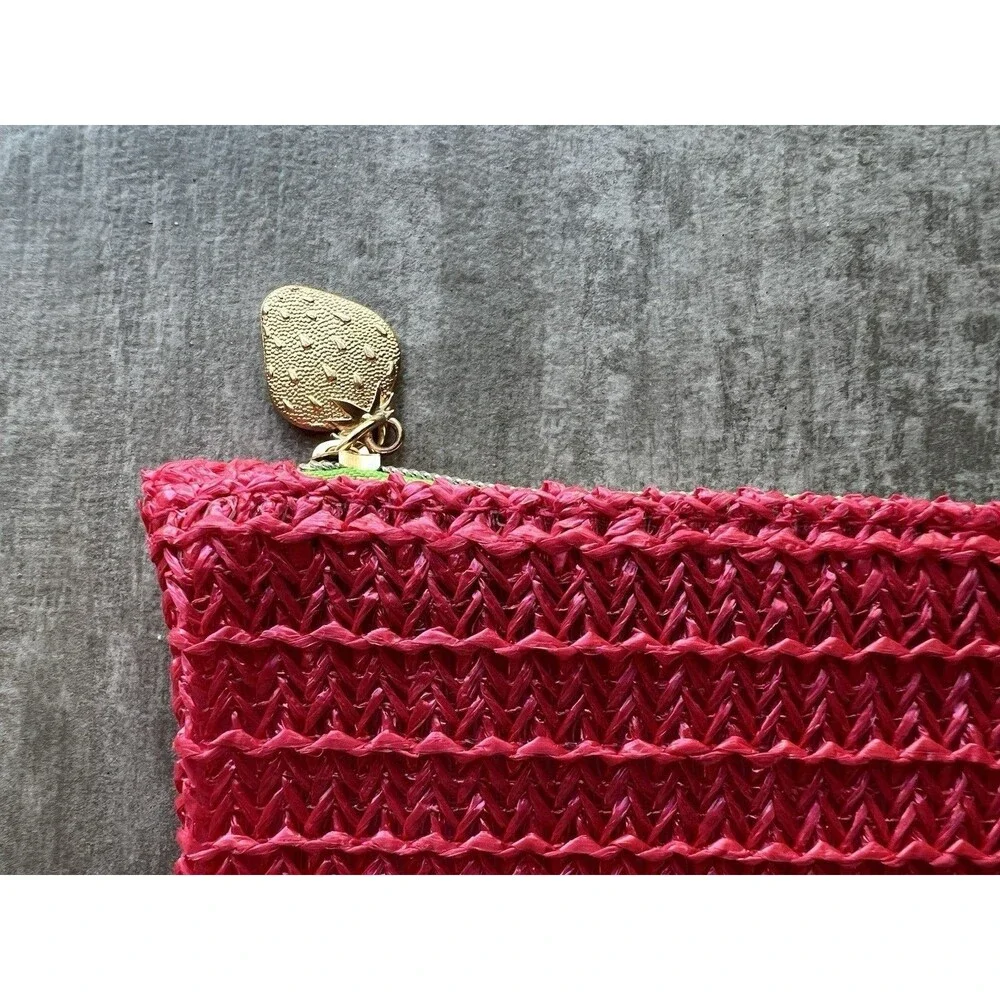 Straw Zip Makeup Bag Travel Pouch Wallet Pencil Case Clutch Organizer Strawberry